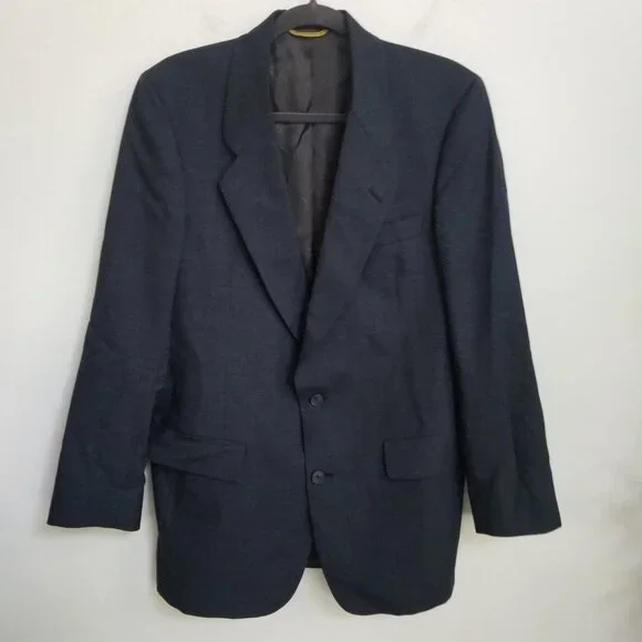 Vintage Christian Dior Dark Blue Navy Sports Coat Pure Virgin Wool Medium - Picture 2 of 6